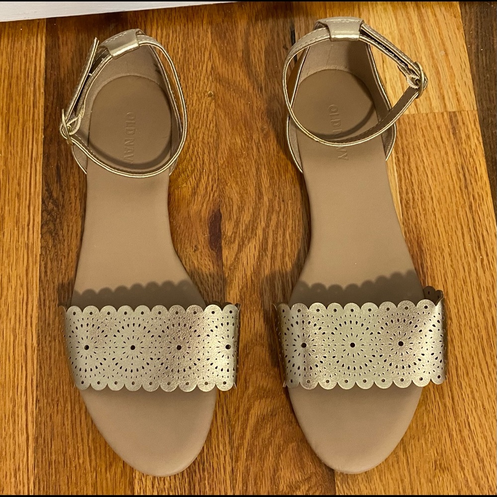 Old Navy Rose Gold Ankle Strap Sandals